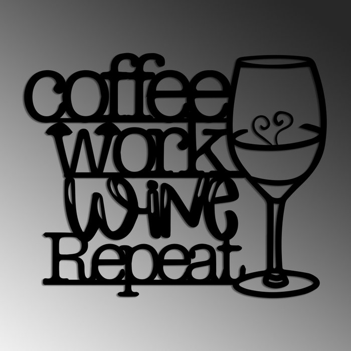 Wallity Coffee Repeat Escultura de Pared de Metal Negra
